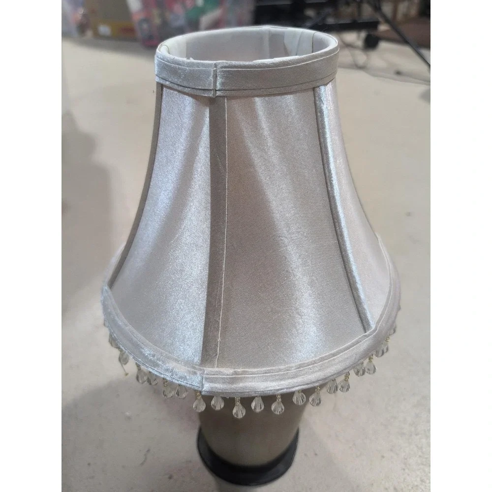 Satin Lampshade Beaded Ivory 9